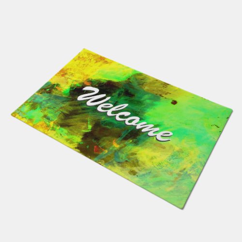 Abstract Modern Art Professional Welcome Green Doormat