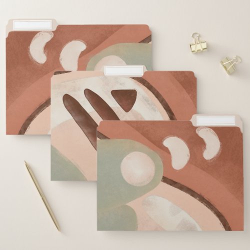 Abstract Modern Art Retro Organic Shape Earth Tone File Folder