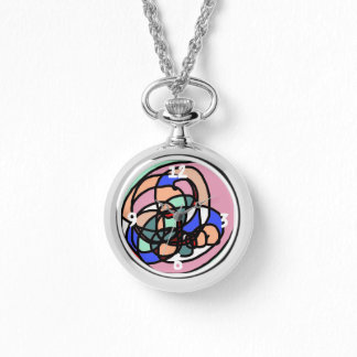 Abstract Modern Art Silver Wraparound Watch