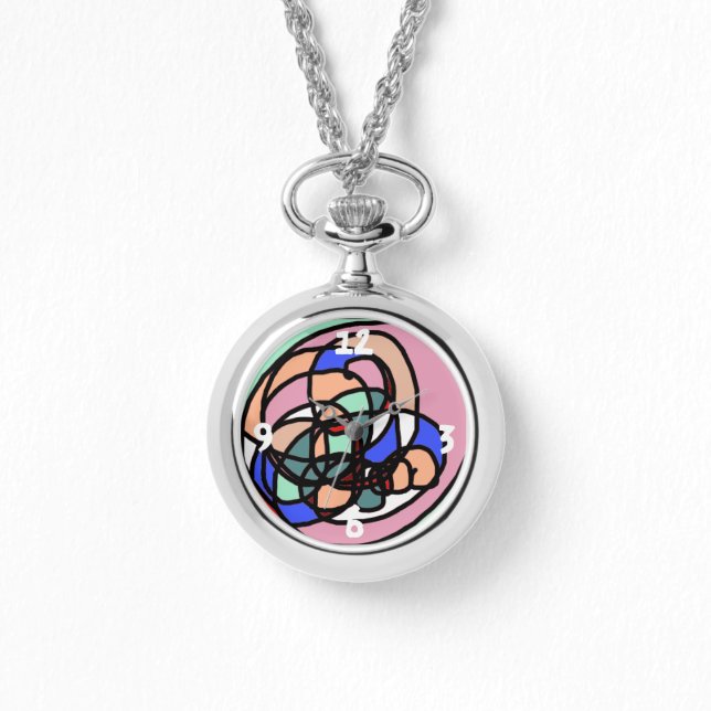 Abstract Modern Art Silver Wraparound Watch (Front)