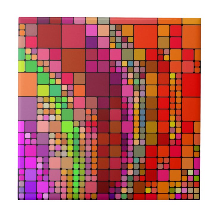 Abstract Modern Art Squares Colorful Color Tile Zazzle