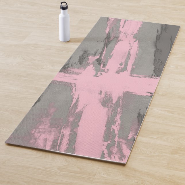Abstract modern art style gray pink s yoga mat (In Situ)