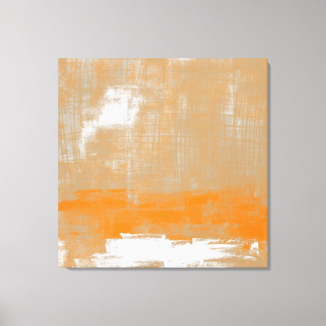 Abstract modern art style orange gray white canvas print (Front)