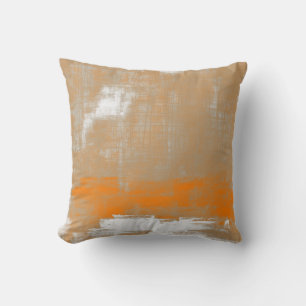 Abstract modern art style orange gray white throw pillow