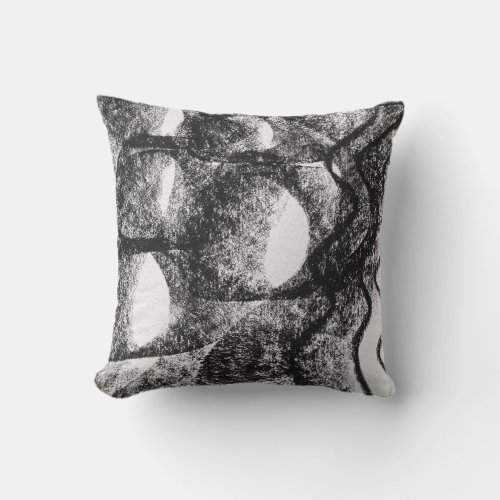 Abstract Modern Art Throw Pillow _ Black White