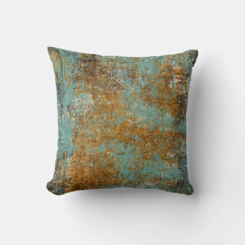 Abstract Modern Art Throw Pillow Copper Patina