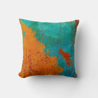 Abstract Modern Art Throw Pillow Orange Red Blue