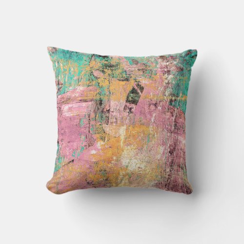 Abstract Modern Art Throw Pillow Pink Turquoise