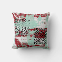 Abstract Modern Art Throw Pillow Red Mint Green
