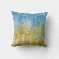 Abstract Modern Art Throw Pillow Yellow Gold Blue