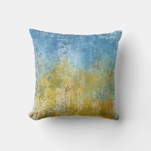 Abstract Modern Art Throw Pillow Yellow Gold Blue