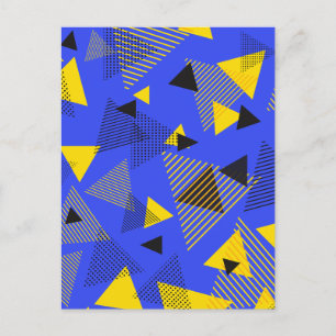 Abstract Modern Art Triangles Blue Yellow Black Postcard