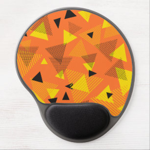 Abstract Modern Art Triangles Orange Yellow Black Gel Mouse Pad