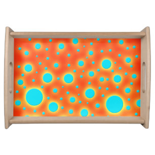 Abstract Modern Art Turquoise Orange Serving Tray