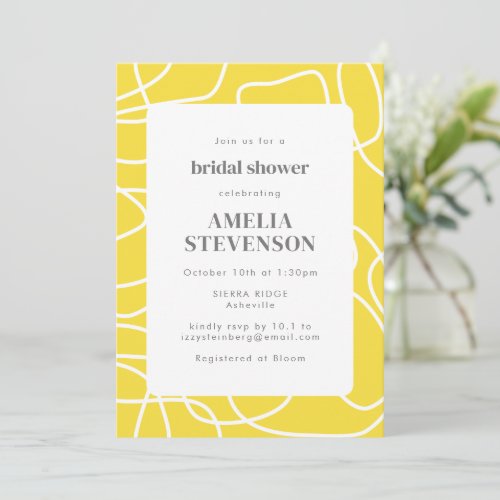 Abstract Modern Art Yellow Custom Bridal Shower Invitation