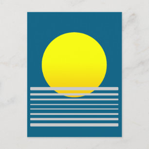 Abstract Modern Art Yellow Sun and Sea Landscape Postcard