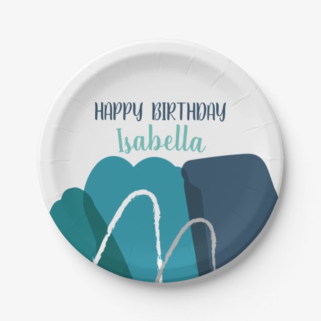 Abstract Modern Birthday Paper Plates (Front)