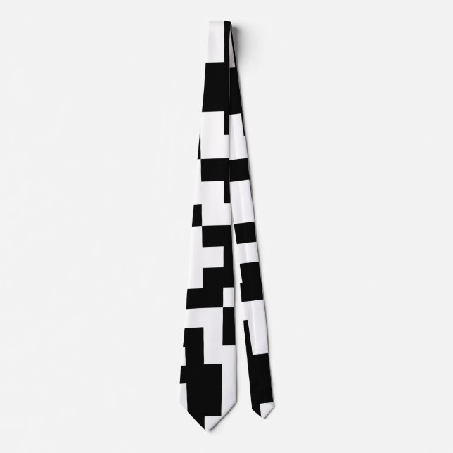 Abstract Modern Black And White Geometric Art  Neck Tie (Front)