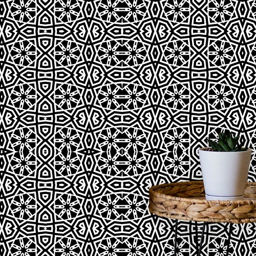 Abstract Modern Black and White Geometric Pattern Wallpaper