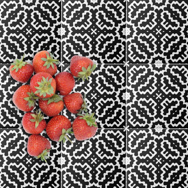 Abstract Modern Black And White Mosaic Pattern Ceramic Tile (Creator Uploaded)