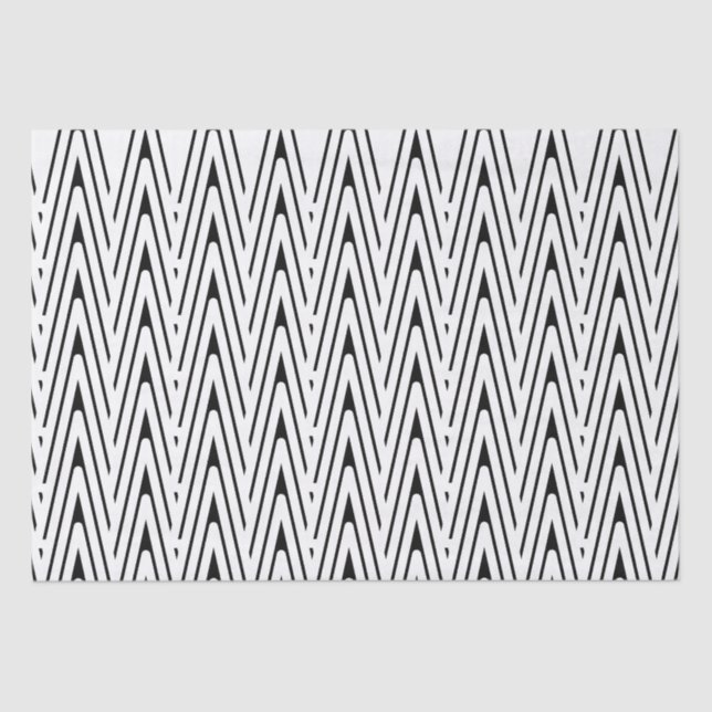 Abstract Modern Black and White Zig Zag Tissue Paper (Front)