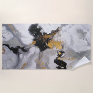 Abstract Modern Black, Gold and Gray Beach Towel