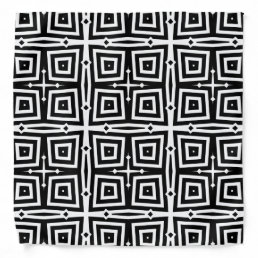 Abstract Modern Black &amp; White Geometric Pattern Bandana