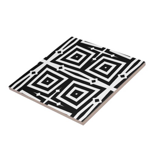 Abstract Modern Black And White Geometric Pattern Ceramic Tile Zazzle 