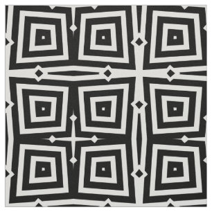 Abstract Modern Black & White Geometric Pattern Fabric