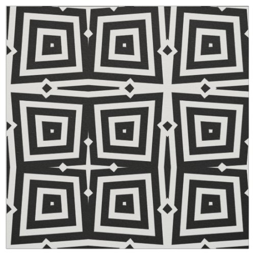 Abstract Modern Black  White Geometric Pattern Fabric