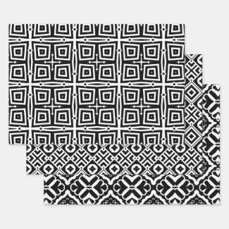 Abstract Modern Black & White Geometric Patterns Wrapping Paper Sheets