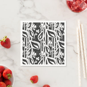 Abstract modern black white ornament decor mosaic napkins