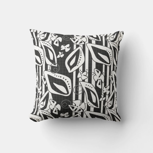 Abstract modern black white ornament decor mosaic throw pillow (Front)