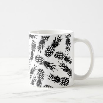 Abstract Modern Black White Pineapple Pattern Coffee Mug by pink_water at Zazzle
