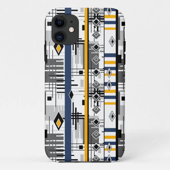 Abstract modern black white yellow ornament geo Case-Mate iPhone case (Back)