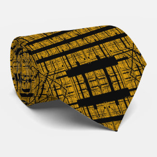 Abstract Modern Black Yellow Geometric Fractal Art Neck Tie