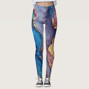 Abstract Modern Blue Purple Gold Chic Trendy Leggings