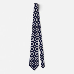 Abstract Modern Blue White Fractal Art Pattern Neck Tie