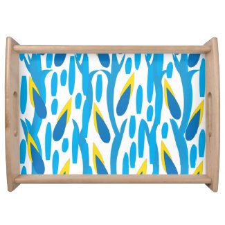 Abstract Modern Blue Yellow Leaf