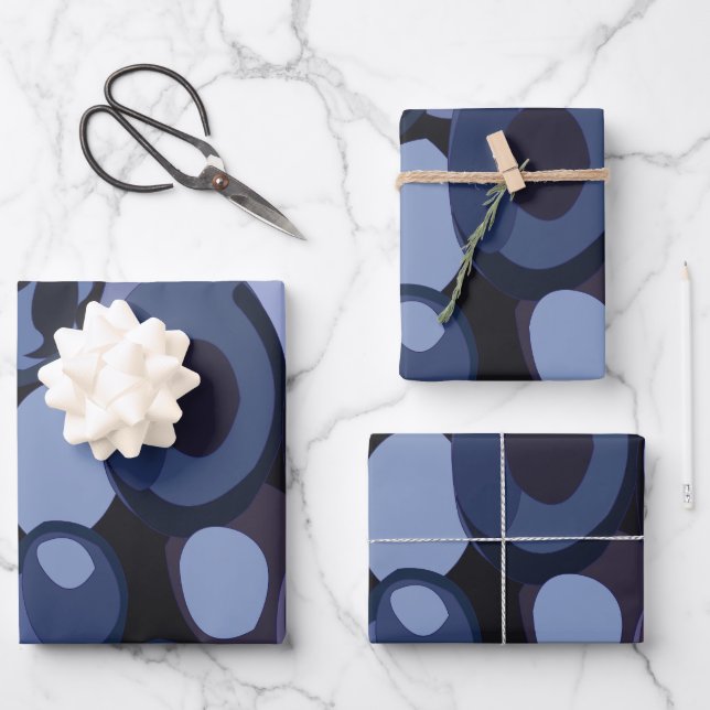 Abstract Modern Blueberry Birthday Wrapping Paper Sheets (Front)