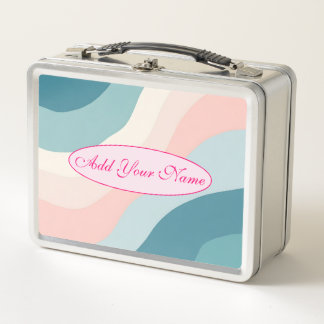 Abstract Modern Blush Pink Mint Collection Metal Lunch Box