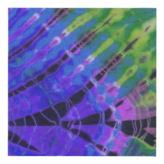 Abstract Modern Boho Peacock Blue Green Tie Dye Faux Canvas Print (Front)