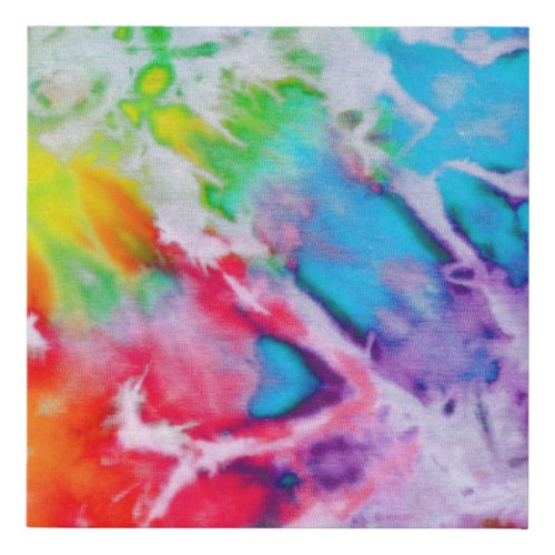 Abstract Modern Boho Rainbow Watercolor Tie Dye Faux Canvas Print