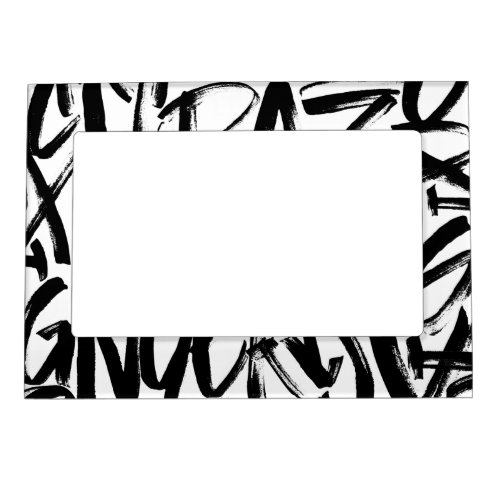 Abstract Modern Bold Black and White Letters Magnetic Frame