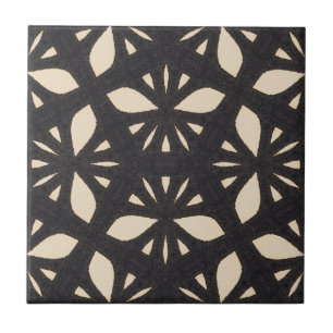 Abstract modern botanical leaf pattern ceramic tile