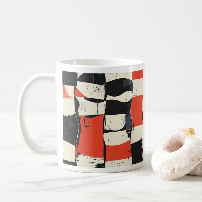 Abstract Modern Checkerboard Mug (With Donut)