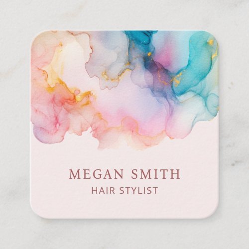 Abstract Modern Chic Alcohol Ink Square Business Card