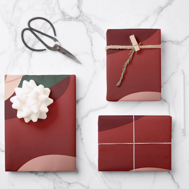 Abstract Modern Christmas Shapes – Minimal Festive Wrapping Paper Sheets (Front)