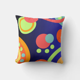 Abstract modern circles dots blue orange green throw pillow