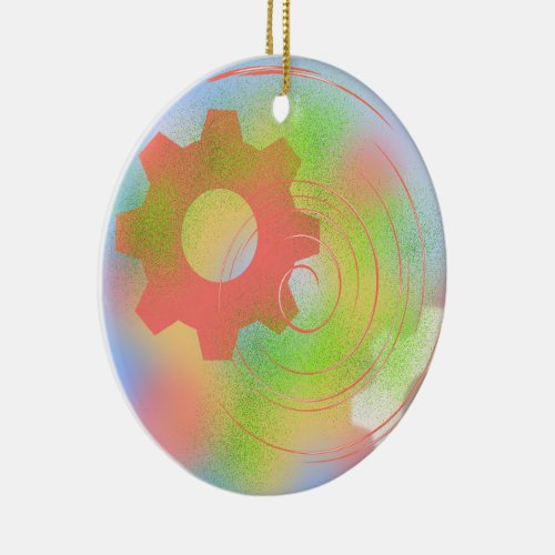 Abstract Modern Cogwheel Ceramic Ornament